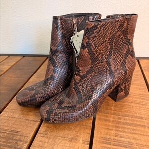 A New Day Brown Snake Print Ankle Boots